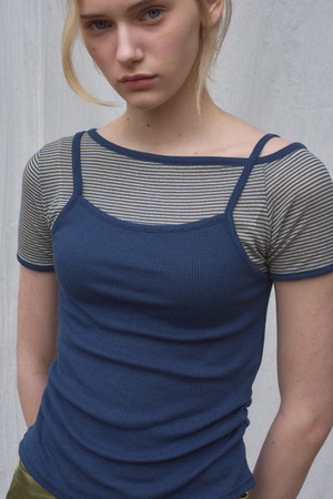 ZOY STRIPE LAYERED SET TOP_3COL BLACK,BROWN,BLUE