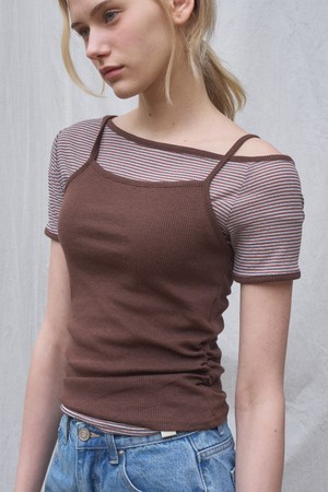ZOY STRIPE LAYERED SET TOP_3COL BLACK,BROWN,BLUE