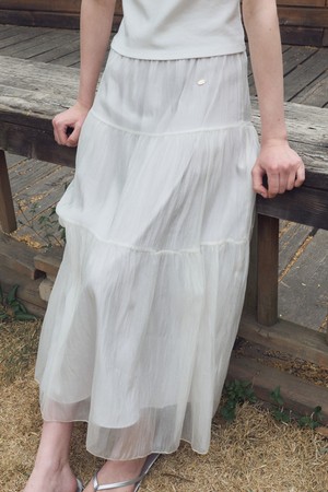 AURA SHEER TIERED LONG SKIRT_2COL_IVORY,LIGHT GRAY
