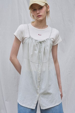 MATE CHECK STRING DRESS 2COL_BEIGE,KHAKI