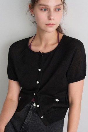MELUA ROUND KNIT CARDIGAN 4COL_BLACK