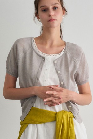 MELUA ROUND KNIT CARDIGAN 4COL_GRAY