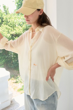 SOLIA SHEER EMBROIDERY OVERSIZE SHIRT 2COL_LIGHT YELLOW