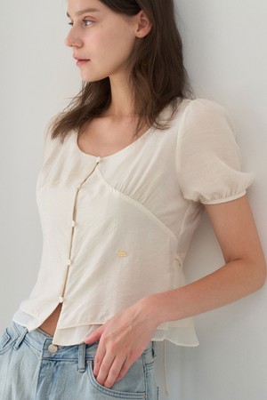 SAELI LACE HEM PUFF BLOUSE 2COL_IVORY