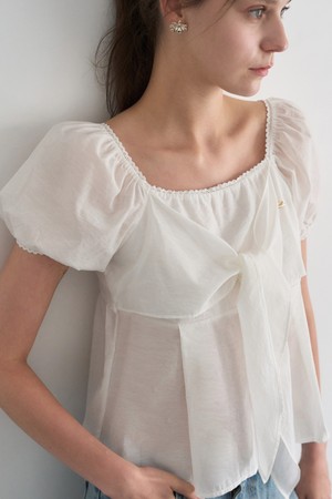 ORLA PUFF RIBBON BLOUSE_IVORY