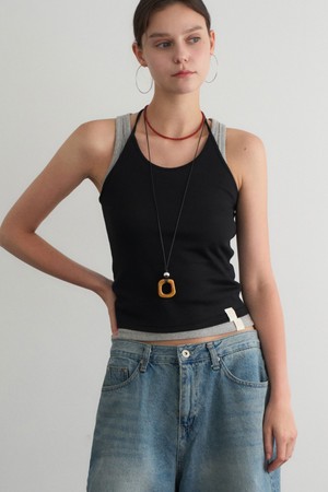 MIOLET RIBBED HALTER SLEEVELESS TOP_5COL