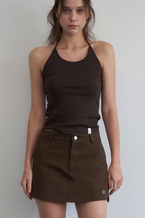 MIOLET RIBBED HALTER SLEEVELESS TOP_5COL