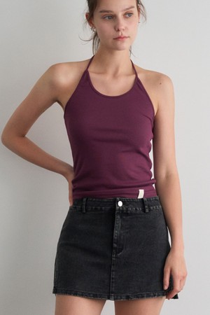 MIOLET RIBBED HALTER SLEEVELESS TOP_5COL