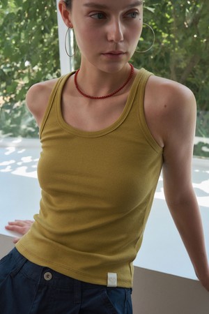 CLOET BACK LINE RIBBED SLEEVELESS TOP 5COL_IVORY,OLIVE GREEN,PURPLE,GRAY,BLACK