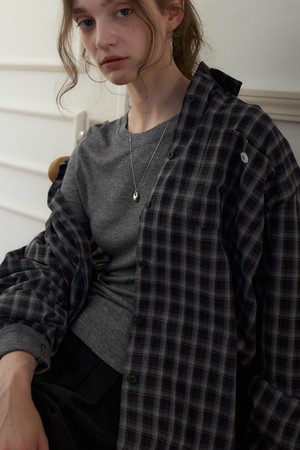 BERON CHECK OVERSIZED SHIRTS 2COL_NAVY