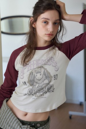 PRINCESS BUNNY GRAPHIC RAGLAN T_SHIRT 2COL_BURGUNDY