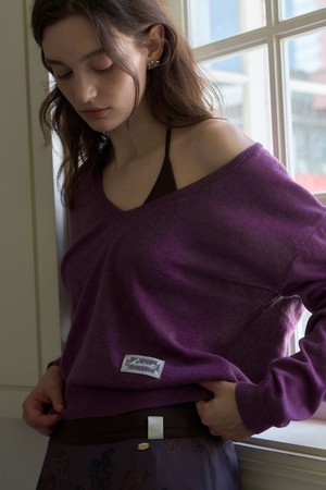 LUEN DEEP V_NECK KNIT 3COL_PURPLE