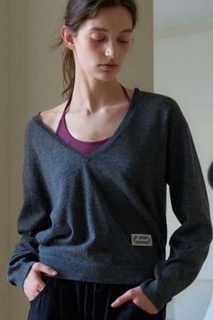 LUEN DEEP V_NECK KNIT 3COL_CHARCOAL