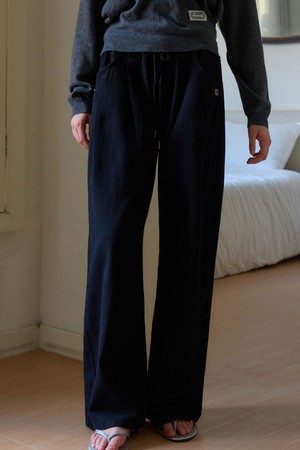 EVOA EASY DRAWSTRING COTTON PANTS 3COL_BLACK