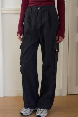ROVEN GARMENT WASHED CARGO PANTS 2COL_BLACK