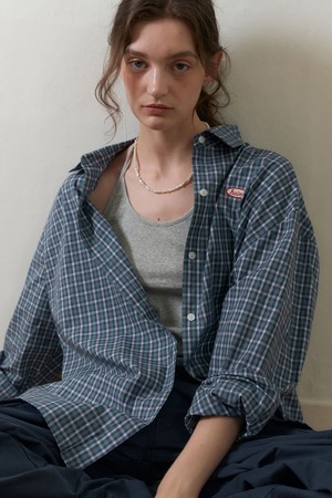 ARO VINTAGE CHECK OVERSIZED SHIRT 3COL_NAVY