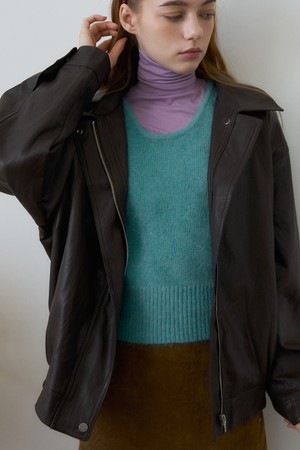 CERUNE VINTAGE LEATHER OVERSIZED BLOUSON 2COL_BROWN