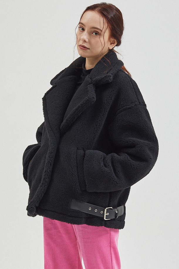 MANAVIS7 - 코트 - Fake Fur Coat Black