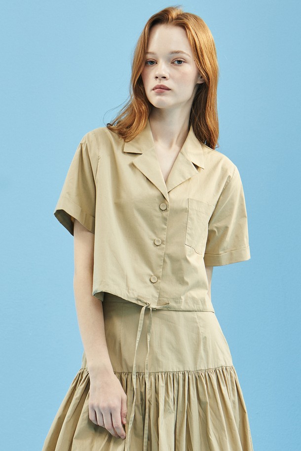 MANAVIS7 - 셔츠 - Picnic Crop Shirt [Beige]