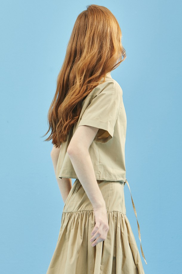 MANAVIS7 - 셔츠 - Picnic Crop Shirt [Beige]