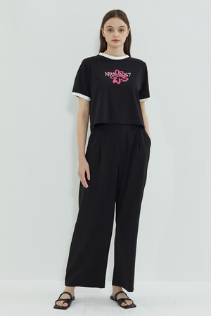 Cool Wide Banding Slacks Black