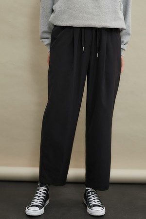 Roll-up wide banding pants [Black]