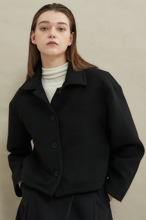 Cozy short wool-coat [Black]