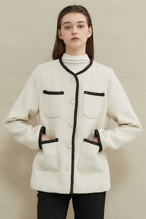 Pearl soft tweed jacket [Ivory]