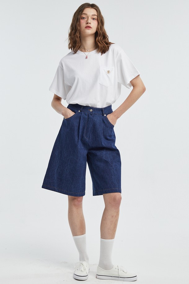 MANAVIS7 - 데님 - Bermude Jeans Shorts [Deep Blue]