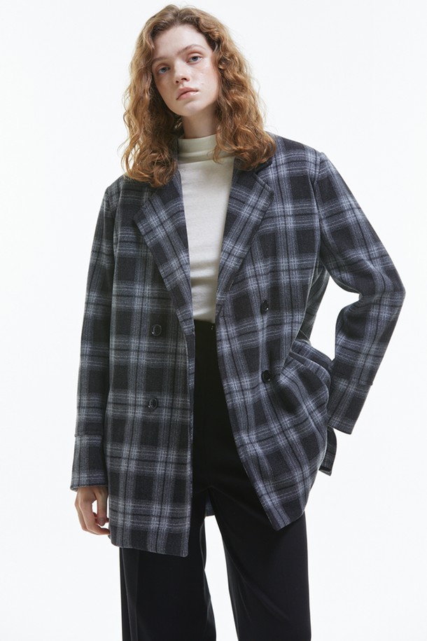 MANAVIS7 - 자켓 - OverSize Check Blazer [Black]