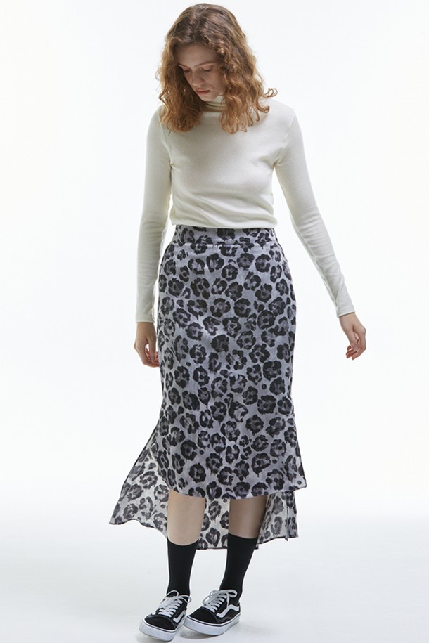 MANAVIS7 - 롱스커트 - Leopard Mermaid Long Skirt [Black]