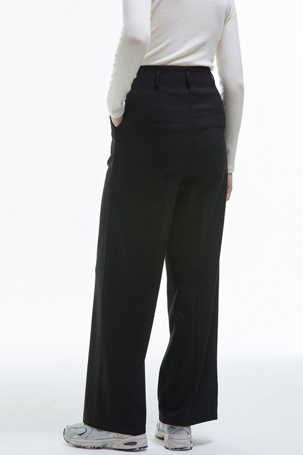 MANAVIS7 - 롱/미디팬츠 - Fleece High Waist Slacks [Black]