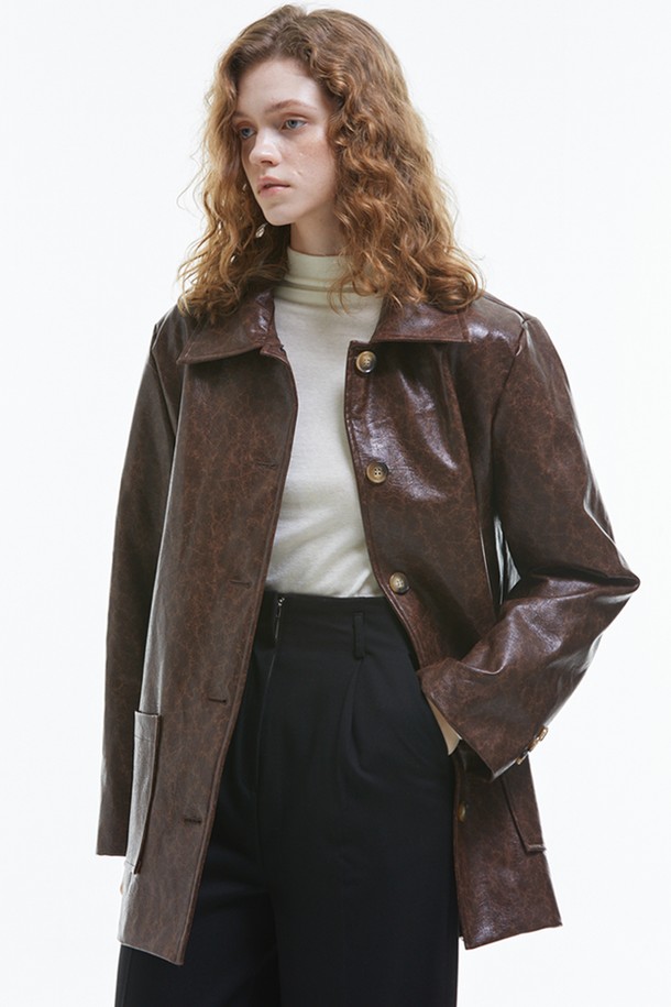 MANAVIS7 - 자켓 - Vintage Leather Jacket [Brown]