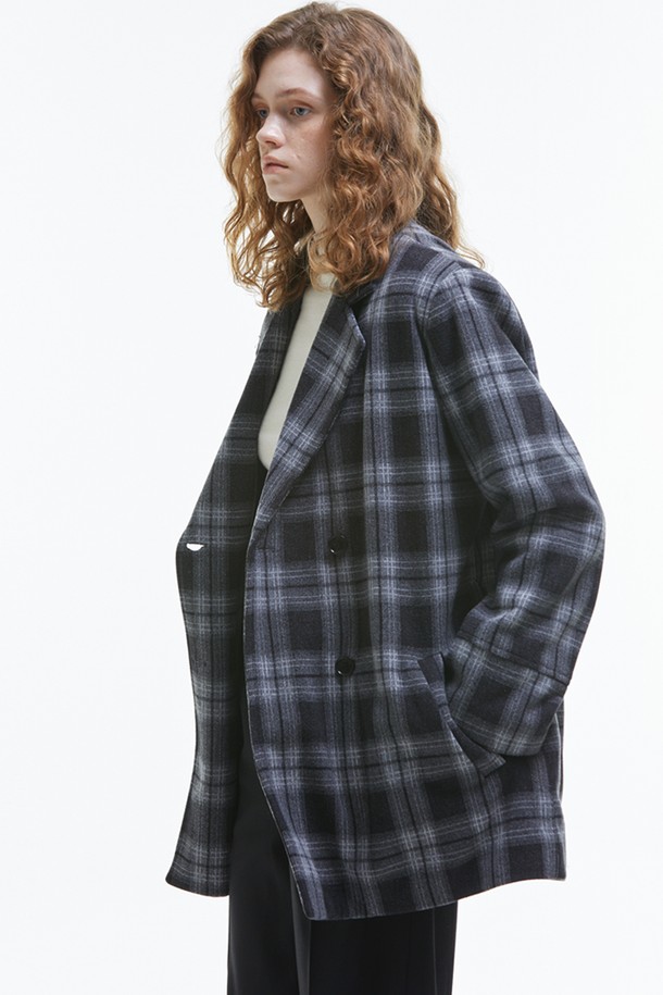 MANAVIS7 - 자켓 - OverSize Check Blazer [Black]