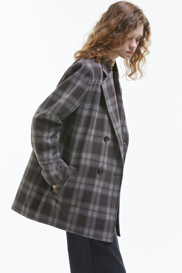 MANAVIS7 - 자켓 - OverSize Check Blazer [Beige]