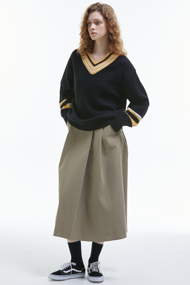 MANAVIS7 - 롱스커트 - Double Pintuck Long Skirt [Beige]