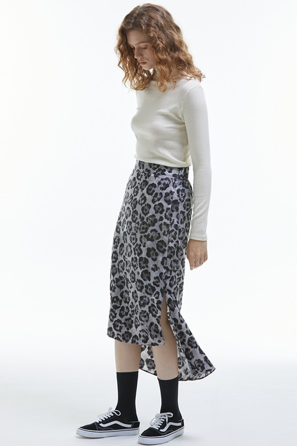 MANAVIS7 - 롱스커트 - Leopard Mermaid Long Skirt [Black]