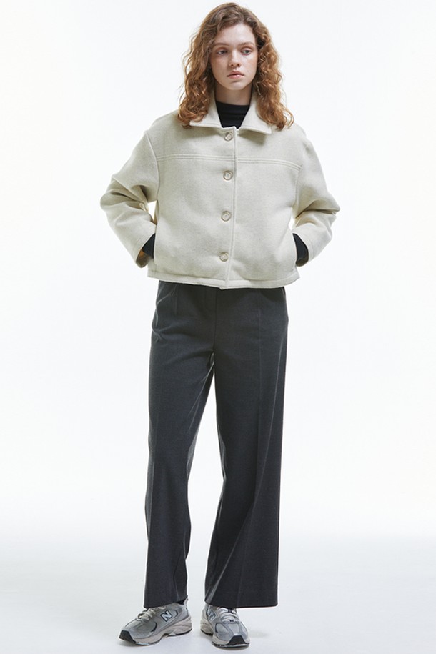 MANAVIS7 - 자켓 - Crop Single Jacket [Ivory]