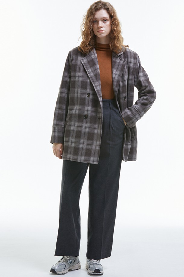 MANAVIS7 - 자켓 - OverSize Check Blazer [Beige]