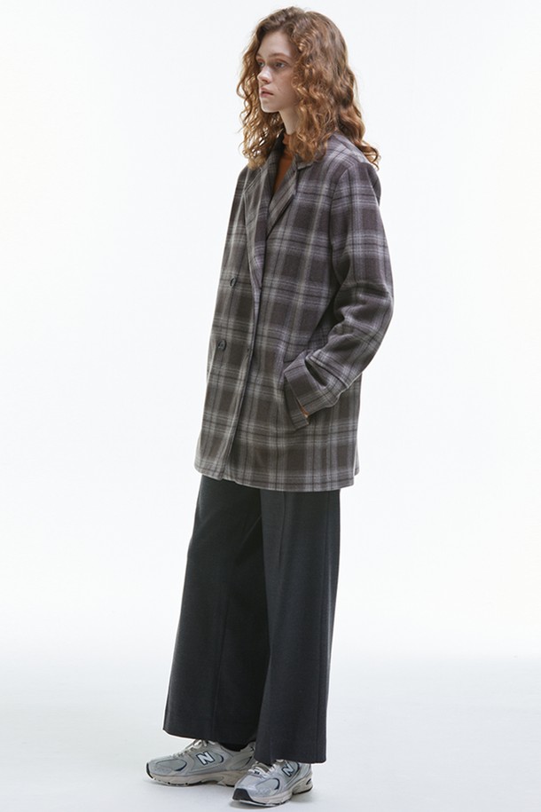 MANAVIS7 - 자켓 - OverSize Check Blazer [Beige]