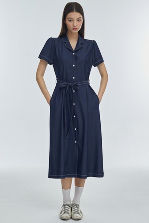 Stitch Shirt One-Piece [Deep Blue]