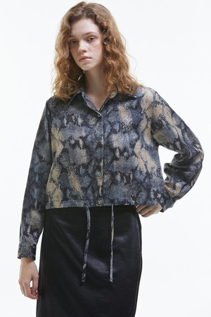 Pytopn Crop Blouse [Navy]