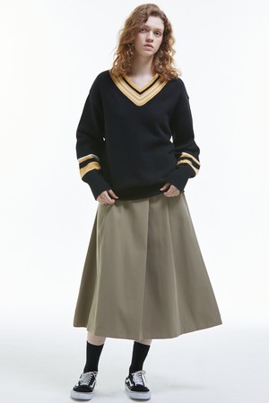 Double Pintuck Long Skirt [Beige]