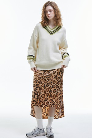 Leopard Mermaid Long Skirt [Beige]