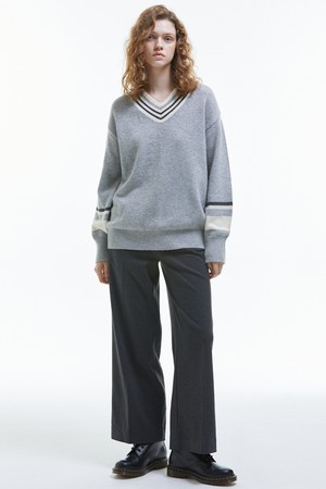 Fleece High Waist Slacks [Charcoal]