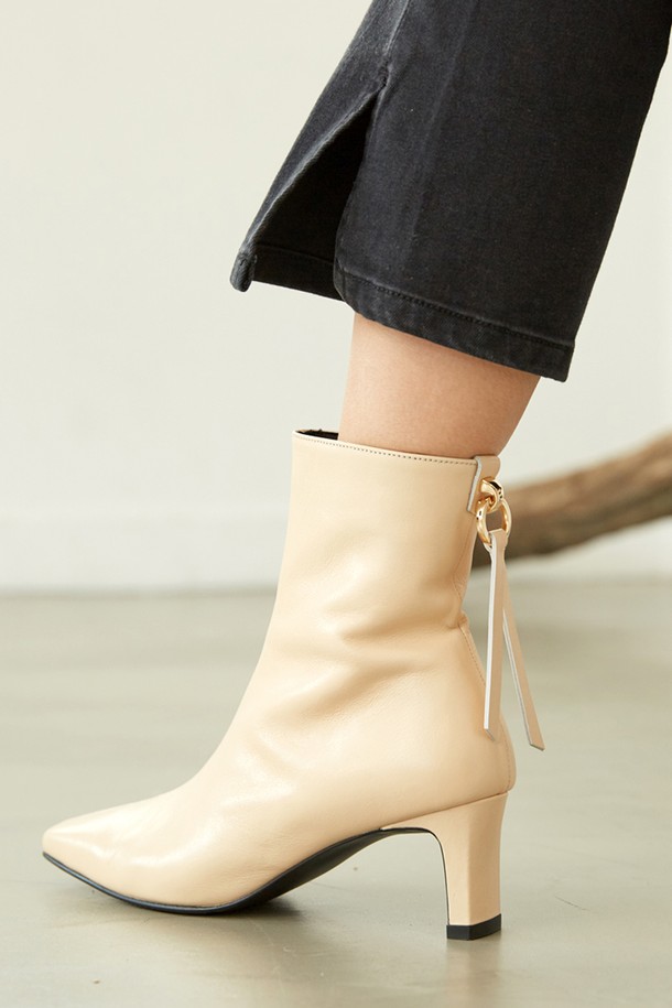 Meiel Dew - 부츠/워커 - Square Toe Point Ankle Boots MD20FW1070-Yellow Beige