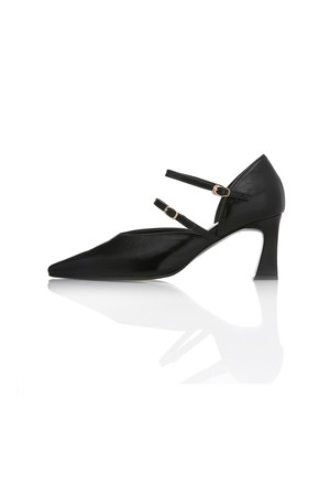 Pointed Toe Two Strap Pumps MD1095p Black