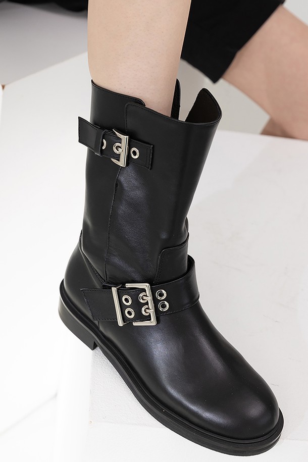 Meiel Dew - 부츠/워커 - MD1121b Buckle Point Biker  Boots_Black