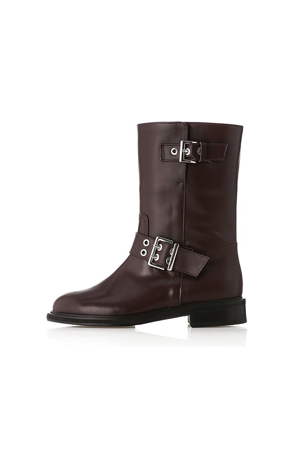 Meiel Dew - 부츠/워커 - MD1121b Buckle Point Biker  Boots_Wine Brown