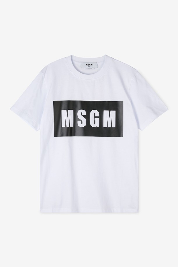 MSGM - 반팔티셔츠 - MSGM 여성 박스 로고 화이트 반팔티 3041MDM95 217298 01